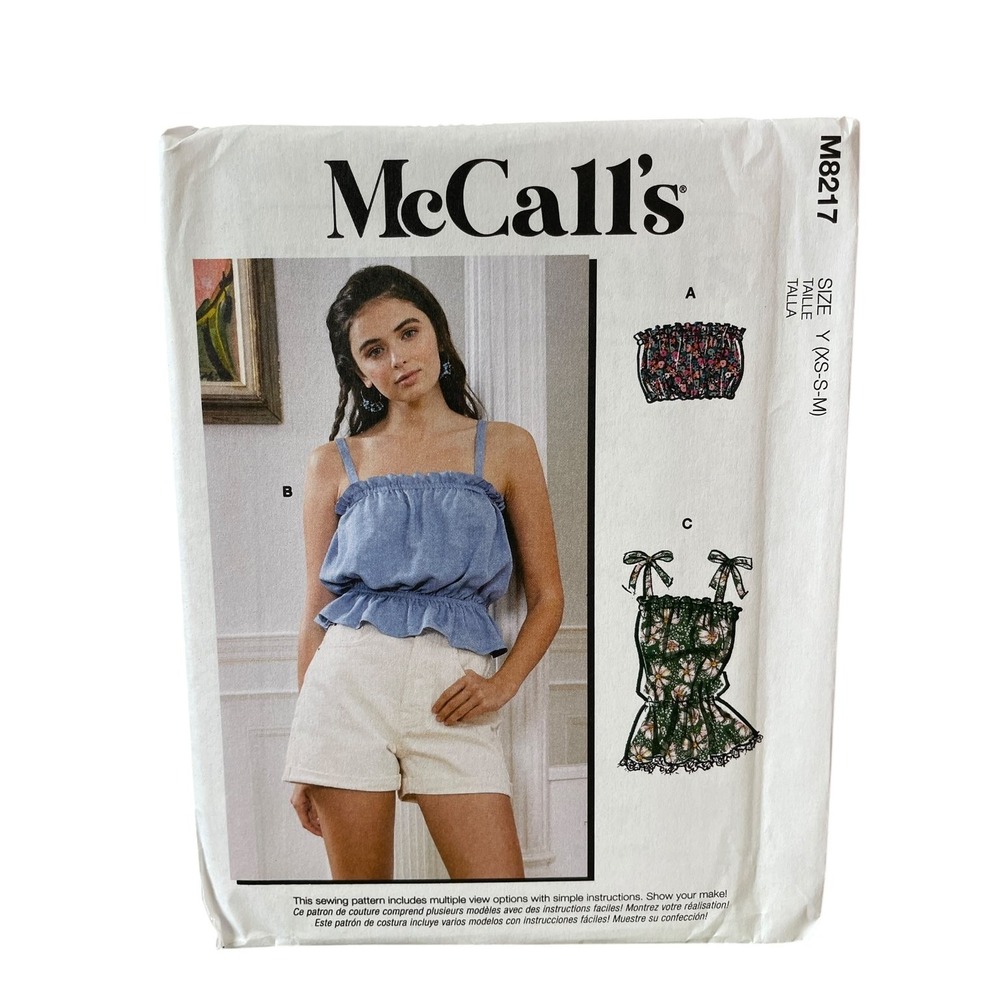 McCall's M8217 Misses' Tops Sewing Pattern XS-S-M Modern Style